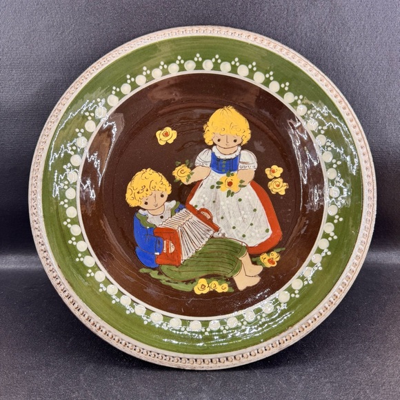 Other - Vintage Hugo Kohler Biel Swiss Folk Art 11” Wall Plate Handpainted & Signed
